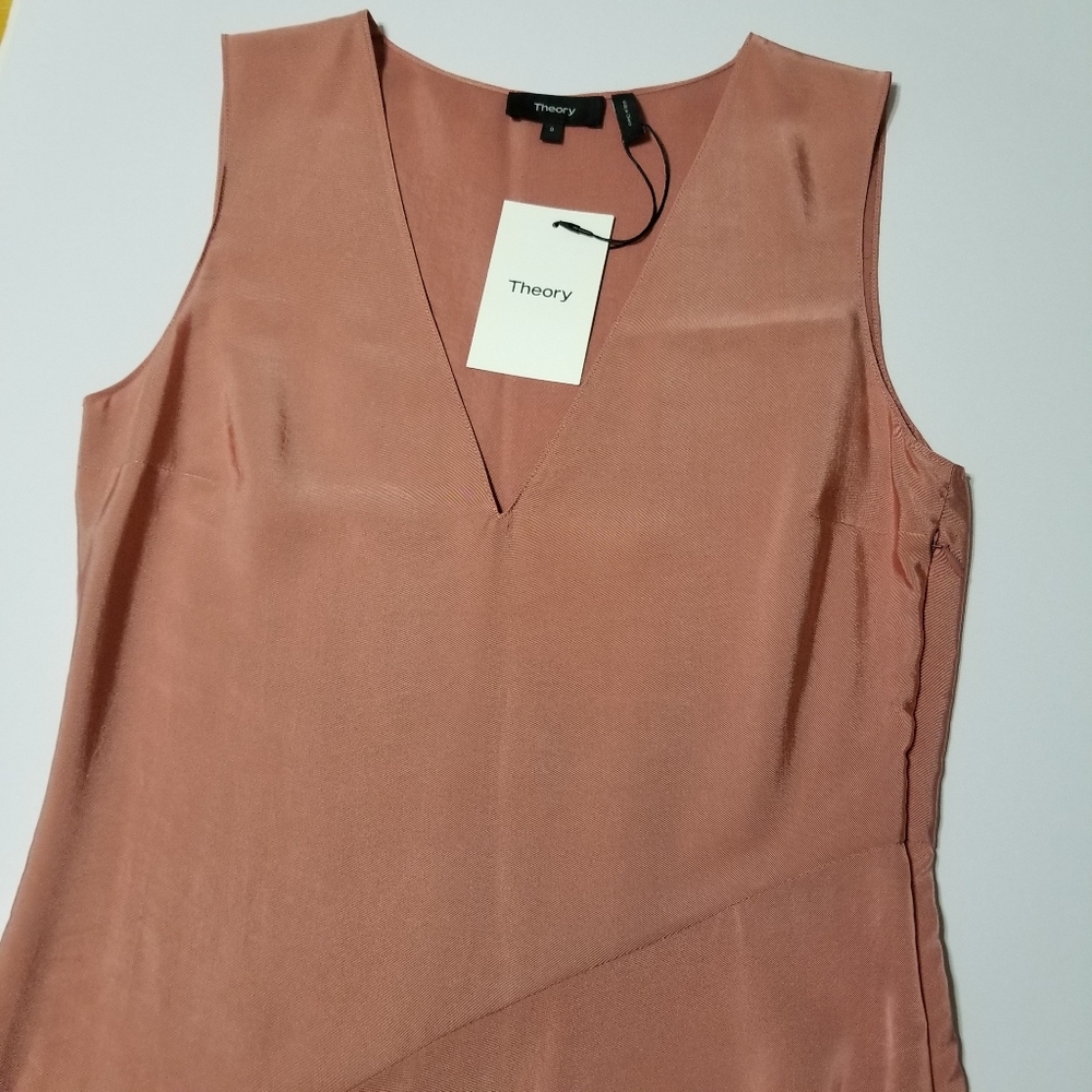 NWT Theory V-Neck Draped Maxi Dress in Deep Carnation (Rose Pink) Size 00, 0, 4 - Picture 13 of 16